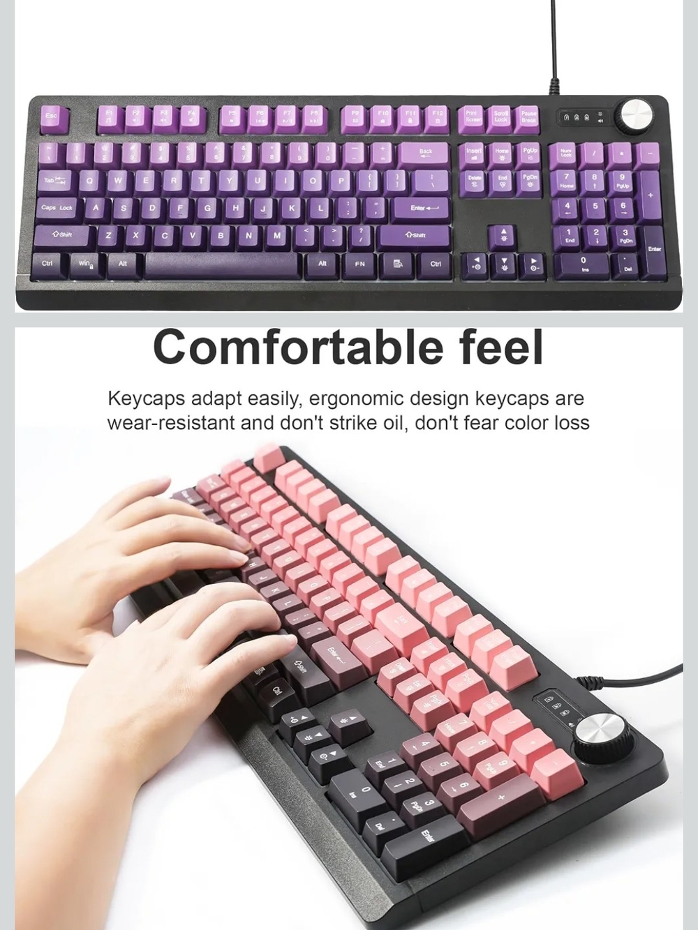 Purple & Pink Mechanical Keyboard Rugged Wired Gaming Keyboard